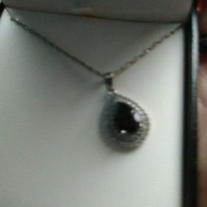 Amathist and diamond silver necklace and opal